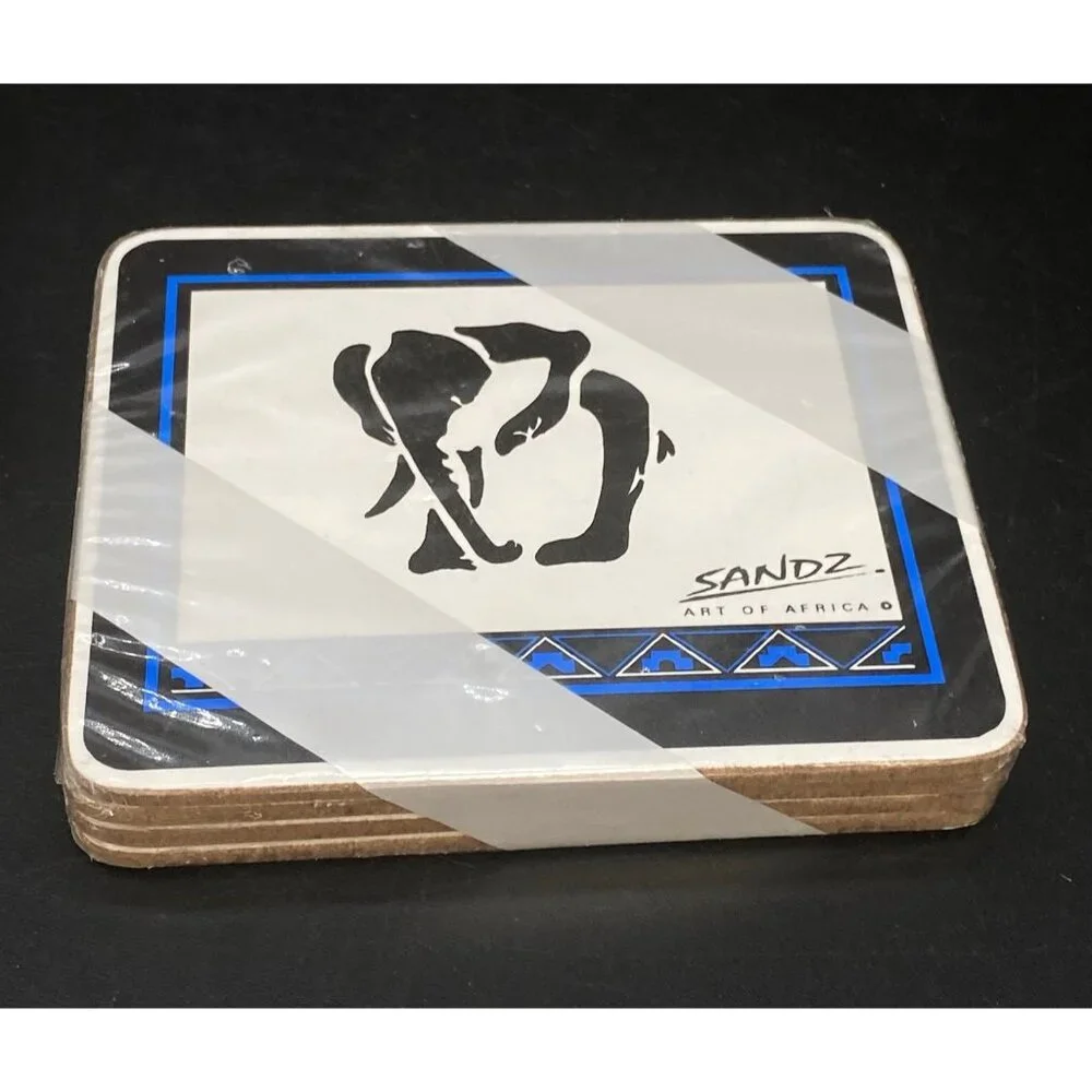 South African Coasters New Animals Africa 4” x 4.25” SET 8 Sandz Art Of Africa